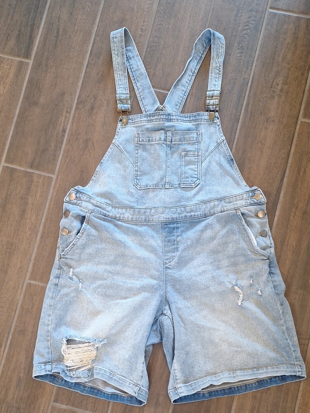 Lane Bryant Denim Stretch Distressed Overall Shorts Size 18